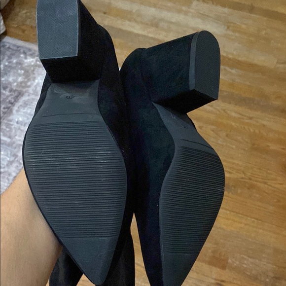 Black Over-the-Knee Women's heel Boots faux suede new pointed toe - Picture 7 of 8